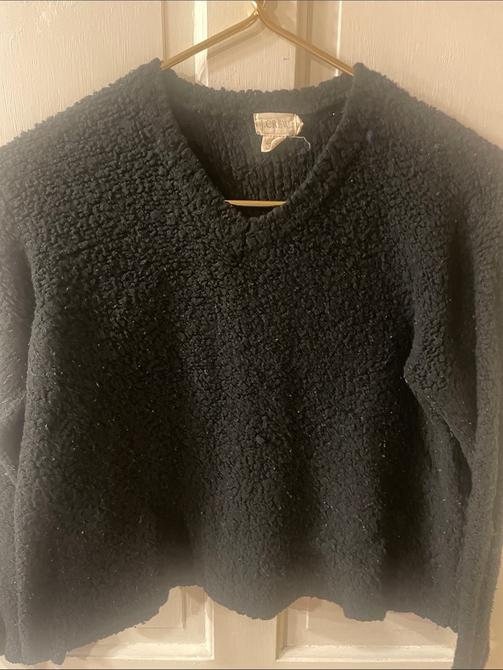 J. Crew Black Bouclé V-Neck Sweater